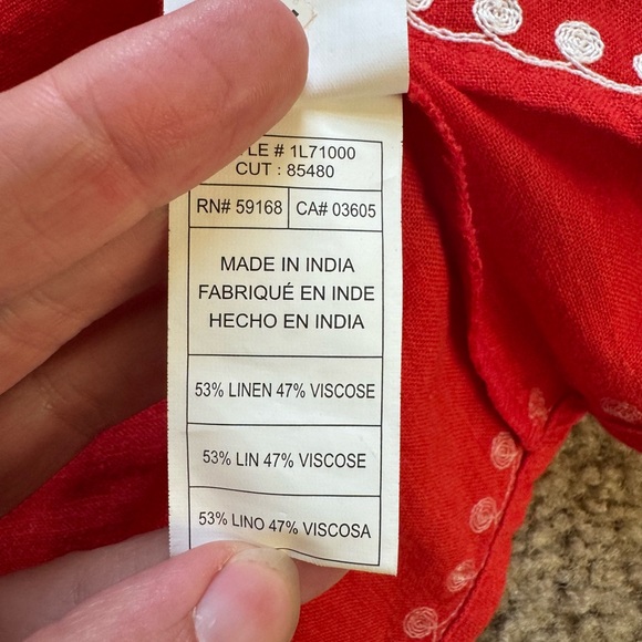 NWT Karen Kane Crossover Top Sz XS Embroidery 3/4 Sleeve Orange Poppy - Picture 13 of 13